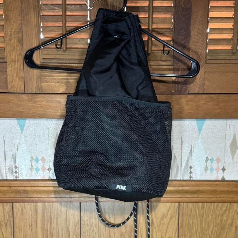 Victoria's Secret PINK Black mesh drawstring bag